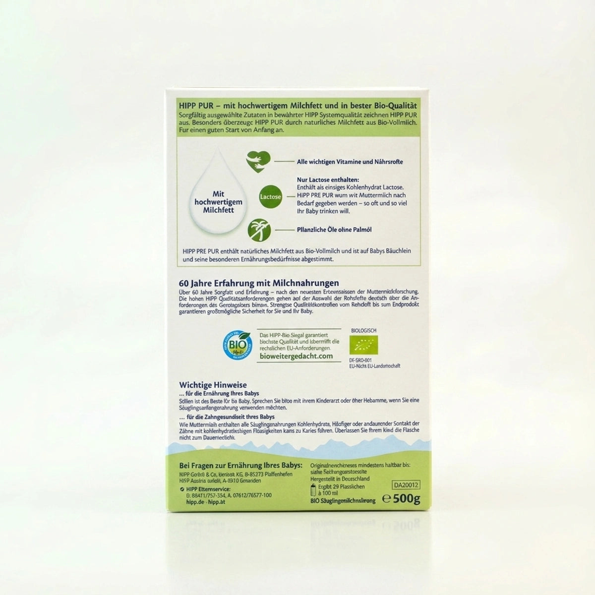 HiPP PRE PUR Organic Infant Formula (0-6 Months) | Palm Oil Free