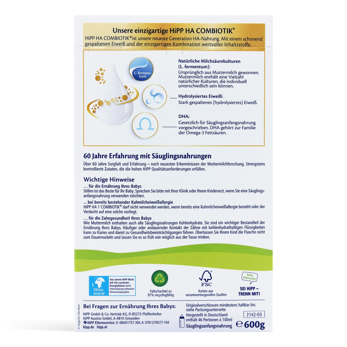HiPP HA Combiotik Baby Formula Stage 1 | Organic Formula Hub