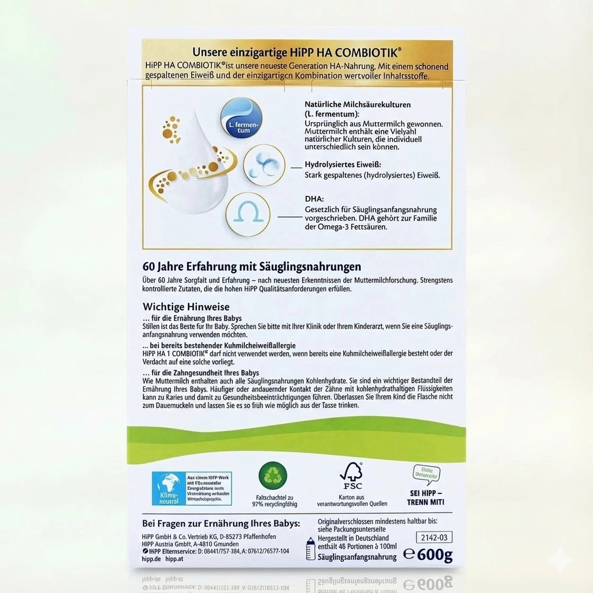 HiPP HA Combiotik Baby Formula Stage 1 preparation instructions | Organic Formula Hub