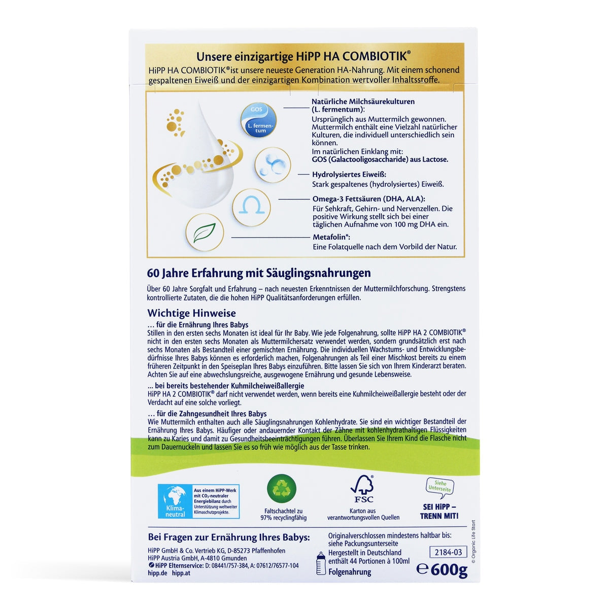 HiPP HA Combiotik Stage 2 | Organic Formula Hub