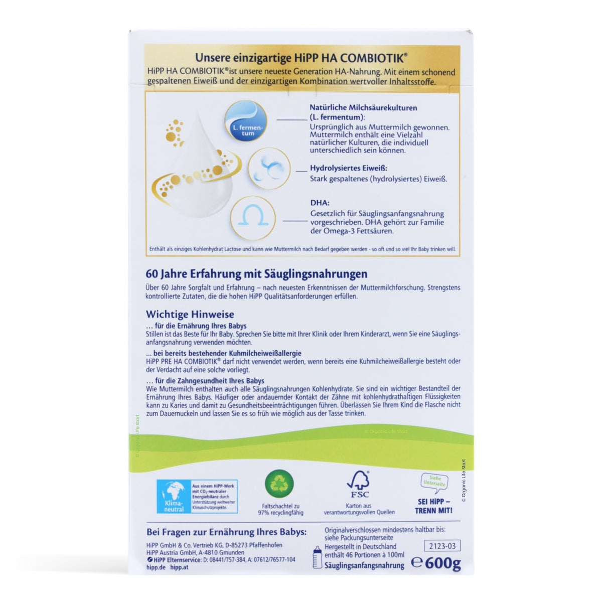 HiPP HA Combiotik PRE Baby Formula | Organic Formula Hub