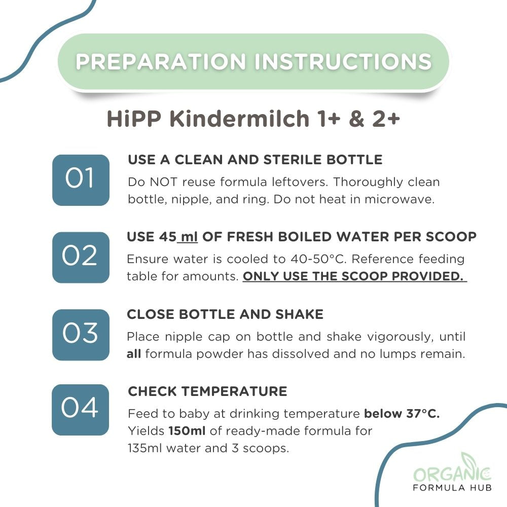 HiPP 2+ Years Combiotik Kindermilch Toddler Formula preparation instructions | Organic Formula Hub 