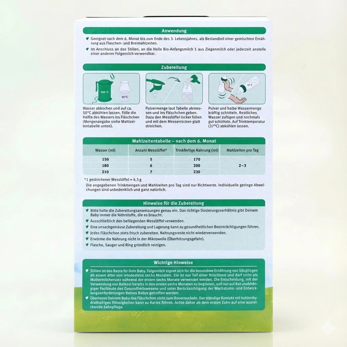 Holle Bio Organic Goat Baby Formula Stage 2  preparation instructions | Organic Formula Hub