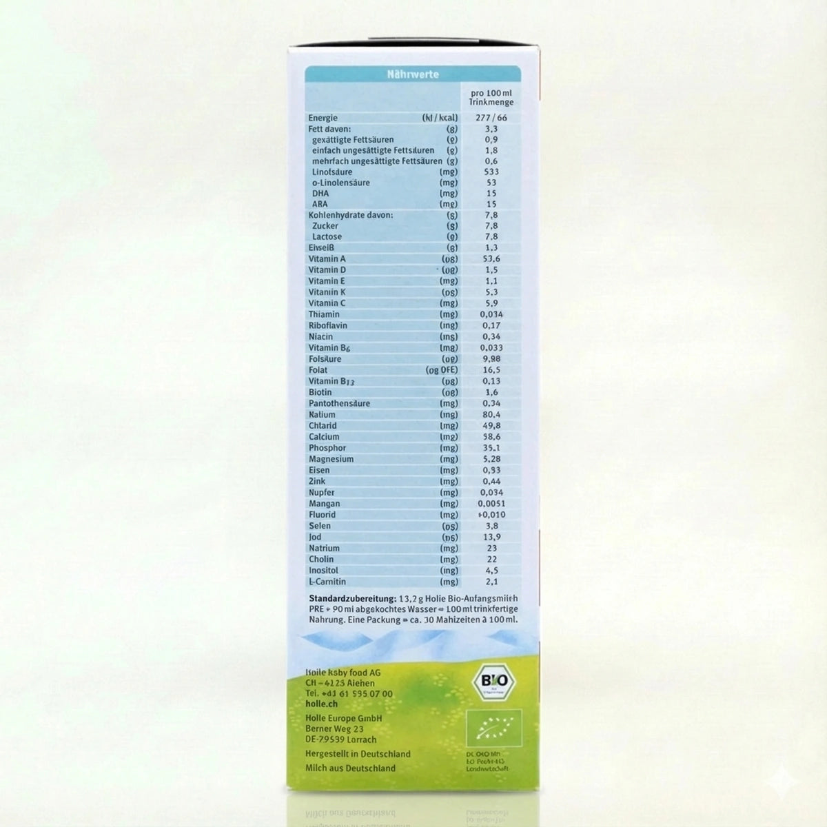 Holle PRE Infant Formula preparation instructions | Organic Formula Hub 